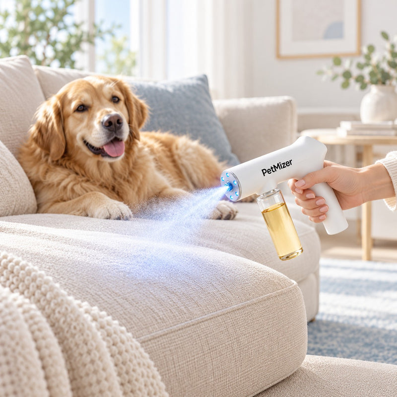 PetMizer on a fabric sofa